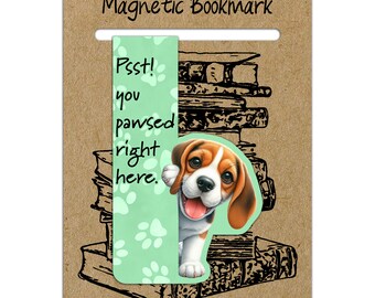 Beagle Magnetic Bookmark Bookish Gift for Student, Dog Mom Bookstagram Reading Gift, Unique Bookmark Page Holder, Librarian Gift, Book Lover