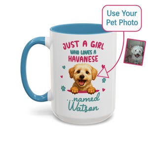 Custom Pet Photo Mug, Just a Girl Who Loves a Dog Personalized Dog Lover Mug Gift, Custom Dog Mug, Gift for Dog Mom, Camping Mug, Heart Mug