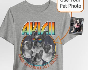Custom Dog Band Shirt from Photo, Vintage Pet Concert Tee, Bark and Roll Tour Shirt, Retro Dog Lover Gift, Personalized Pet Shirt Dad Gift
