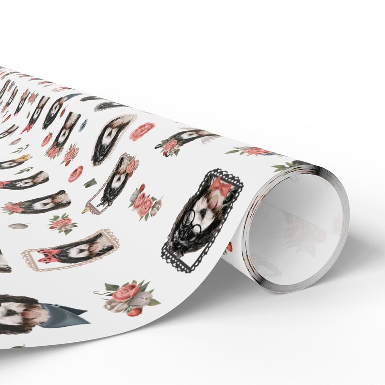 a white wrapping paper with a picture of a woman's face on it