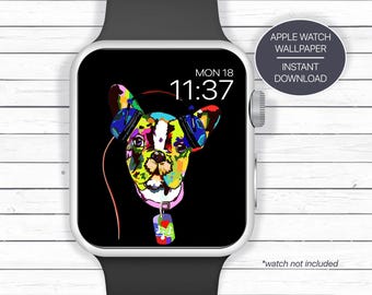 Cadeaus voor Franse bulldogs, smartwatch-achtergrond, smartwatch-wijzerplaat, digitale download, vergrendelschermafbeelding, foto van een Franse bulldog-moeder, gepersonaliseerd horloge