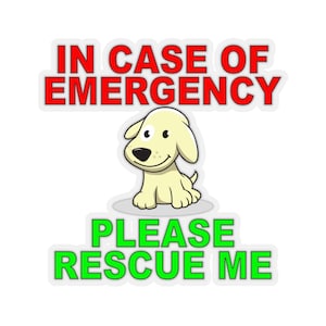 In Case of Emergency Please Rescue Me, Window Sticker, Custom Dog Sticker, Waterproof Sticker, Dog Car Decal, Front Door Decal, Back Door
