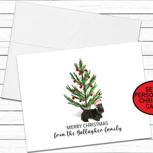 Scottish Terrier Dog Christmas Card Set, Personalized Holiday Dog Card, Blank Greeting Card, Christmas Tree Note Card, Scottie Mom Xmas Card