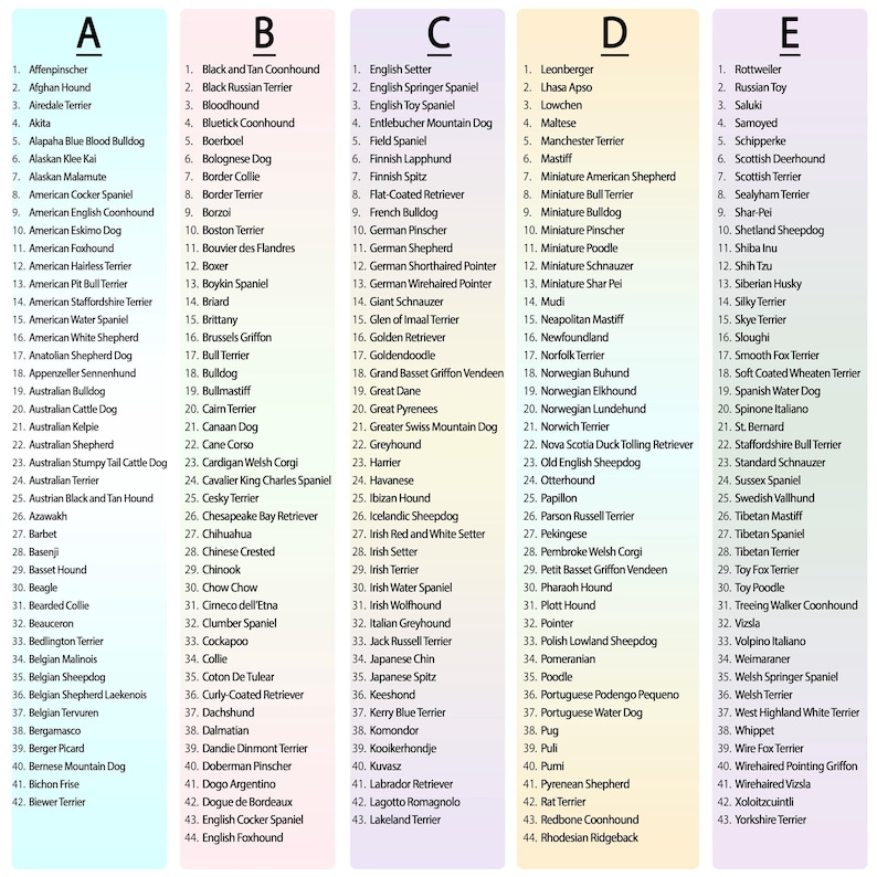 a list of different types of font and numbers