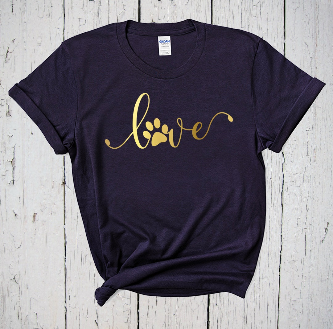 Love Paw T-Shirt For Women - Cute Dog Mom Gift, Funny Graphic Tee, Dark Heather Grey