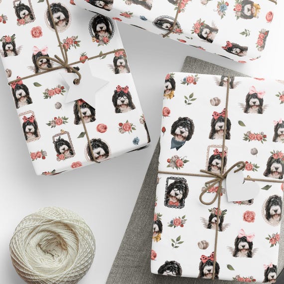 Bernedoodle Gift Wrapping Paper Roll, Dog Mom Gift Wrap, Veterinarian or Groomer Wrap, Cute Dog Owner Paper, Fun Gift for Pet Lover Friend