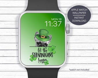 Franse bulldog, St. Patrick's Day, smartwatch-achtergrond, smartwatch-wijzerplaat, digitale horloge-achtergrond, achtergrondafbeelding downloaden, Ierse cadeaus