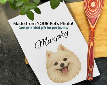 Custom Dog or Cat Towel with Pet Photo, Personalized Name Dish Towel, Gift for Pet Lovers, Pet Tea Towel, Dog Mom Gift, Cute Kitchen Decor