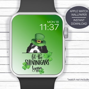 Bernedoodle Dog, St Patricks Day, Smart Watch Wallpaper, Smartwatch Face, Digital Watch Wallpaper, Background Picture Download, Irish Gifts