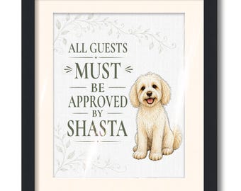 All Guests Must Be Approved Personalized Pet Wall Decor, Dog or Cat Portrait Print, 8x10 Pet Lover Gift, Entryway Home Decor