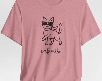 Catwalk Funny Cat Shirt, Fashion Pun Kitty Tee, Cute Cat Lover Gift, Stylish Cat T-Shirt for Animal Lovers, Students + Coworkers