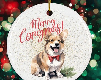 Merry Corgmas Corgi Christmas Ornament, Dog Pun Funny Ornament for Mom Holiday Gift, Xmas Ornament, Dog Lover Handmade Christmas Tree Decor
