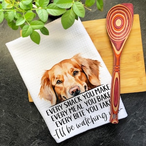 Golden Retriever Dog Hand Towel, Every Snack You Make Funny Kitchen Towel, Dog Mom Gift, Hand Printed Dish Towel Kitchen Decor, Dog Dad Gift