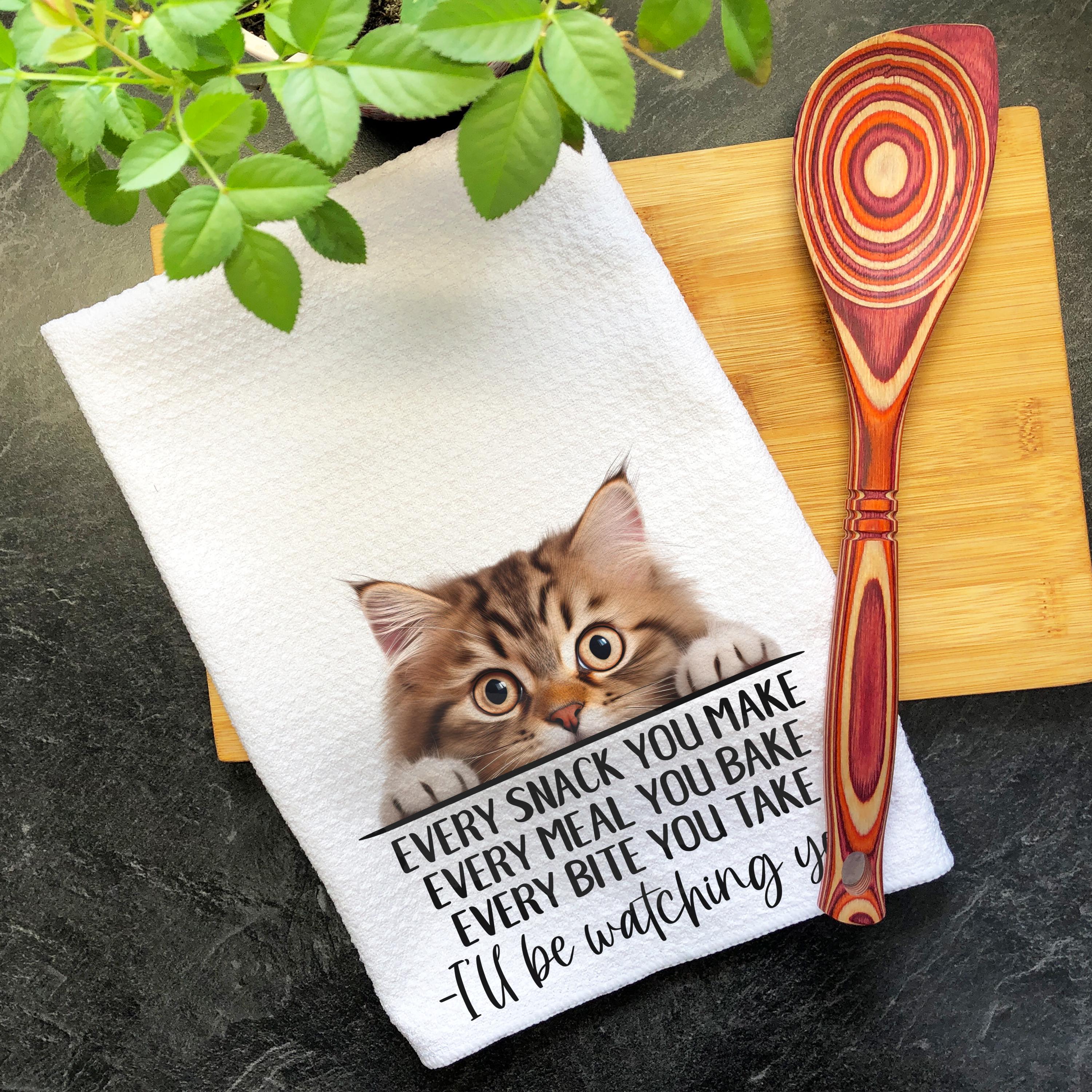 Geschirrtuch Mit Katzen-Motiv 'My Kitchen My Rules' – 69x46 Cm, Baumwolle-Polyester-Mix, Waschbar, Witziges Küchenaccessoire