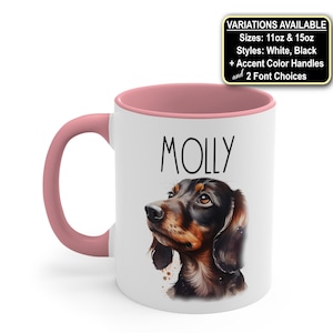 Personalized Dachshund Dog Mug, Dog Mom Coffee Mug, Dog Lover Mug, Pet Mug, Doxie Mom Gift, Dog Coffee Cup, Weiner Dog Gifts, Custom Dog Mug