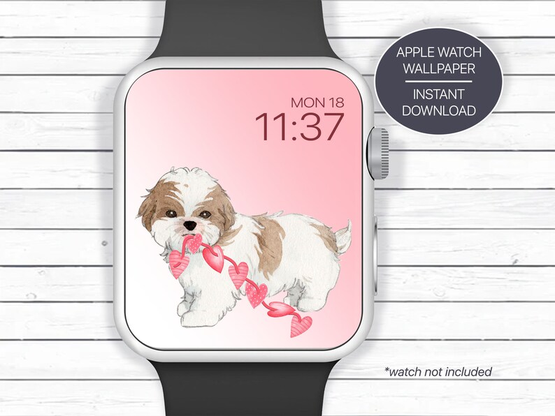 Shih Tzu, Smart Watch Face Wallpaper, Smartwatch Wallpaper, Shih Tzu Mom Gift, Digital Watch Wallpaper Download, Smart Watch Face Background image 1