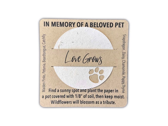 Love Grows Dog Memorial Plantable Paper, Wildflower Seeds, Eco Friendly Pet Loss Sympathy Gift, Dog Remembrance, Single or Bulk Available