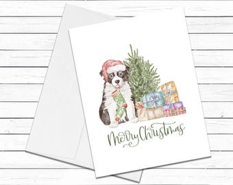 Merry Christmas Border Collie Gift, Dog Christmas Card, Holiday Card Set, Greeting Cards, Holiday Dog Card, Farmhouse Christmas Card Pack