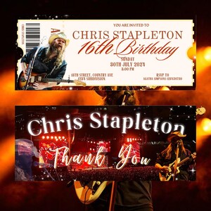 Invitation d'anniversaire de Chris Stapleton | Faire-part champêtre personnalisé | Fichier numérique personnalisé | Carte d'anniversaire occidentale rustique | Fait pour vous