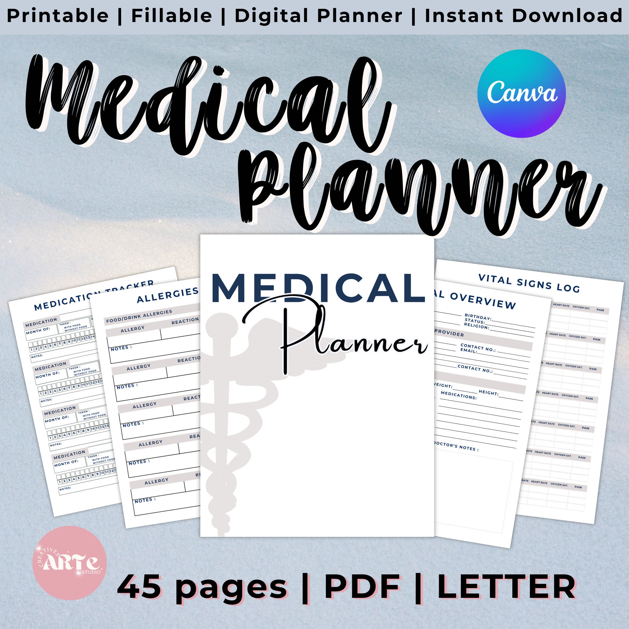 Fillable Medical Planner, Medical Binder, Printable Medical Forms ...