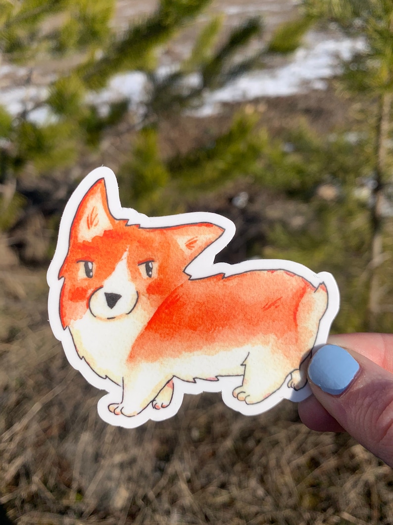 Cute Corgi Dog Vinyl Weatherproof Sticker