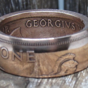 Coin Ring - Britannique - 1940 - One Penny - Bronze - Taille 11 Inv 0214