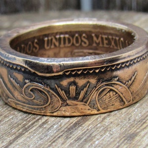 Coin Ring - Mexico - 1973 - 20 Centavos - Bronze - Size 8  Inv 0209