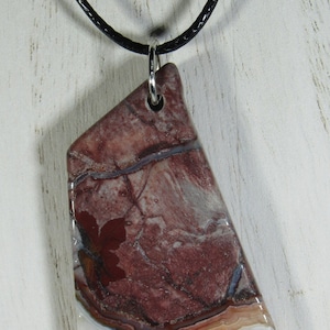 Natural Mexico Crazy Lace Agate Slab Pendant Necklace   Inv A164