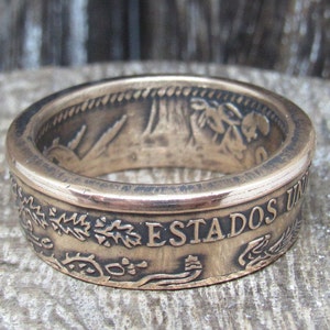 Coin Ring - Mexico 1974 - 20 Centavos Bronze Ring - Size 9  Inv. 0075
