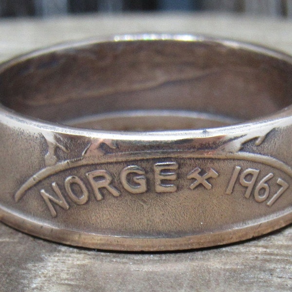 Coin Ring - Norway - 1967 - 5 Ore - Bronze - Size 10  Inv 0180