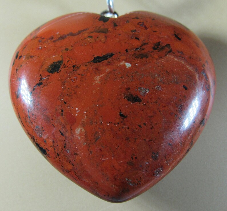Heart Pendant Necklace Inv A044 Red Jasper Natural Stone