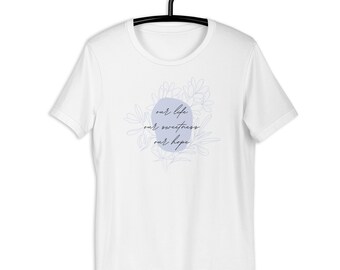 Maglietta La nostra vita, la nostra dolcezza e la nostra speranza – Maglietta mariana cattolica – Maglietta cristiana floreale – Estetica basata sulla fede