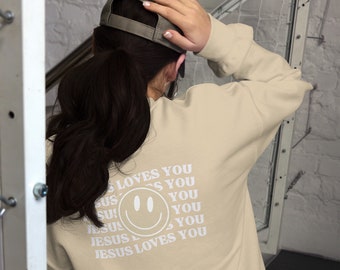 Jesus liebt dich christliches Rundhalsausschnitt | Trendiges Oversized Sweatshirt