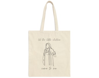 Christian Kids Tote Bag – Jesus Bible Verse, Sunday School Cotton Canvas