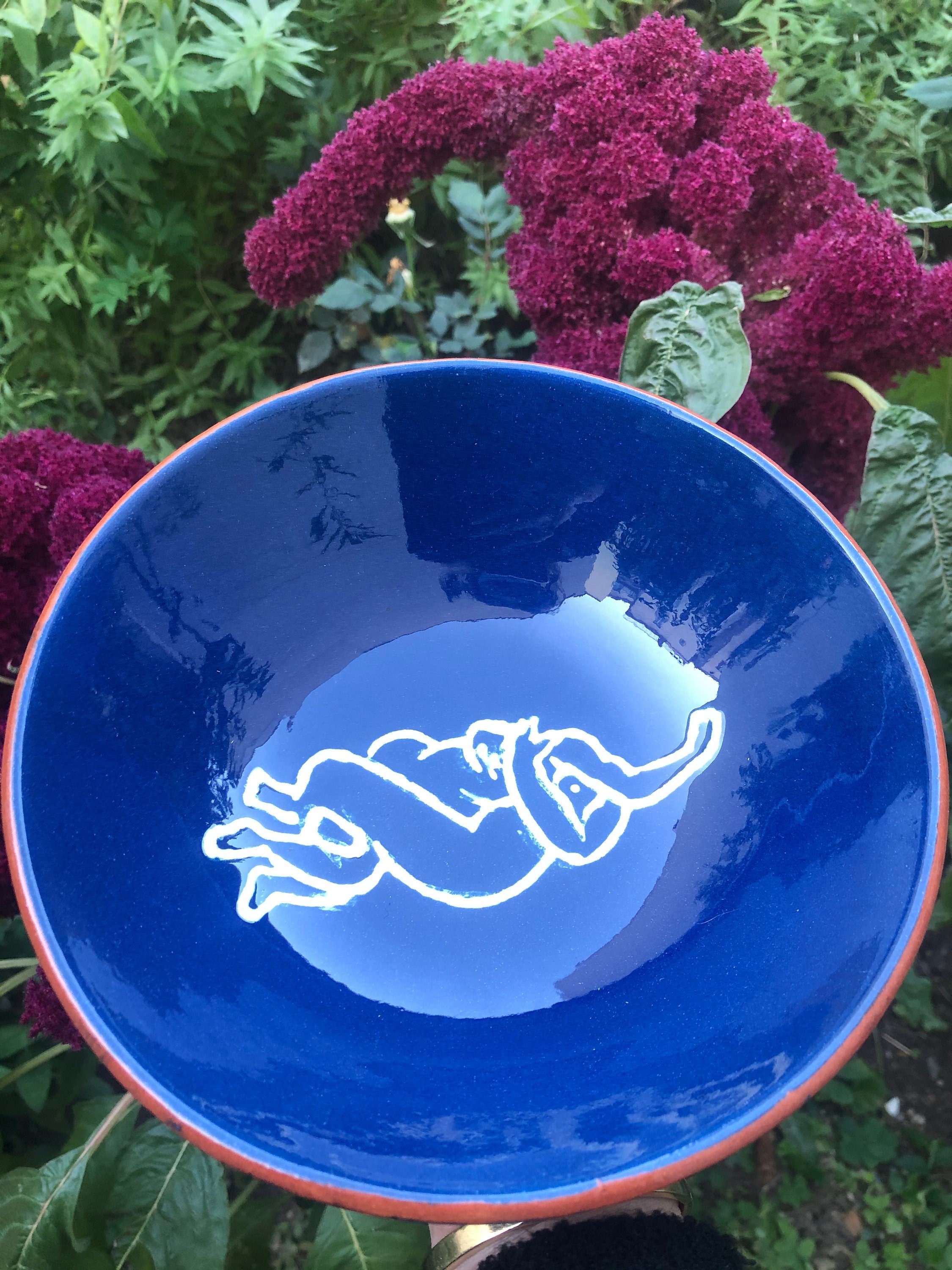 Assiette Creuse Artisanale, Dans Tous Les Sens, Bleu