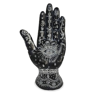Hamsa Hand of God Palmistry Style Ornament Hand Statue Henna Black Spiritual