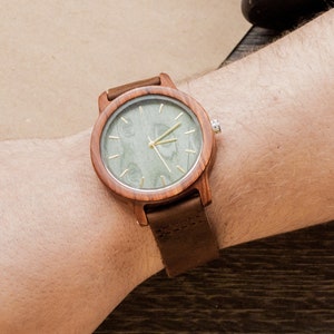 Men watch leather,Wooden watch leather strap,Personalized watch mens,Groomsmen watches,Best man gift watch