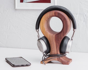 Wooden headphone stand,Headphone holder wood,Desk headphone holder,Personalized headphone stand wood,Headset stand wood,Headphone hanger