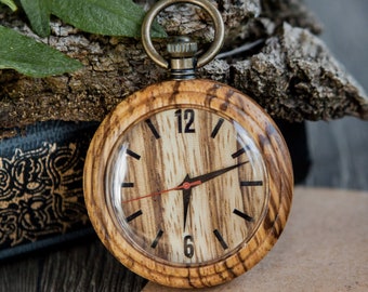 Wooden pocket watch,Men pocket watch,Engraved pocket watches,Personalized pocket watch for him,Pocket watch anniversary gift