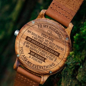 To my husband watch,Gift for husband for anniversary,Wood gifts for husband,Engraved mens gift,Boyfriend watch