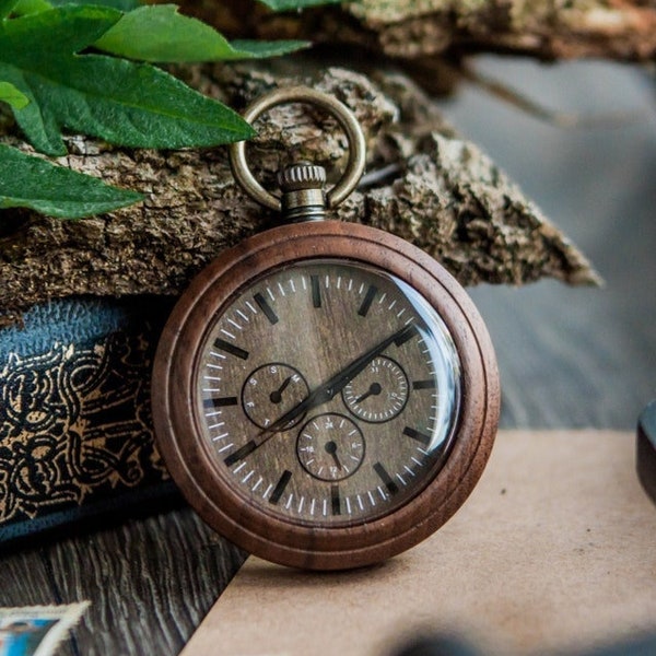 Engraved pocket watch for dad,Personalized pocket watches,Fathers day pocket watch,Wooden fathers day gifts,Personalized pocket watch