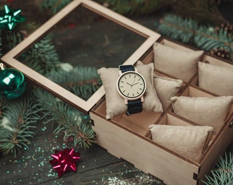 Caja de reloj personalizada, caja de reloj de madera, caja de reloj, caja de reloj para hombre, caja de reloj para hombre, estuche de reloj, regalo de quinto aniversario para él, quinto aniversario