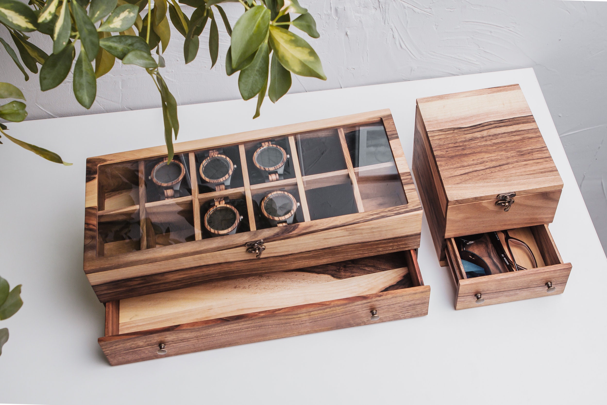 Mens watch box engravedCustom wood box drawerWatch box for Etsy