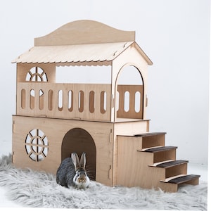 Rabbit house castle, Bunny house furniture, Pet house wooden, Cat house indoor, Cat House, Modern rabbit house, Modern Cat furniture