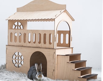 Rabbit house castle, Bunny house furniture, Pet house wooden, Cat house indoor, Cat House, Modern rabbit house, Modern Cat furniture
