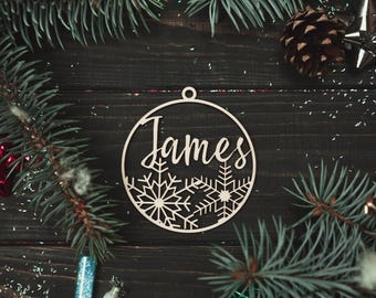 Wood snowflake ornaments,Wooden christmas ornaments personalized,Holiday decor wood,Personalized ornament christmas,Custom ornaments wood,