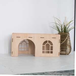 Rabbit Hidey House, Castle for Rabbits, Wood Rabbit House, Indoor ...