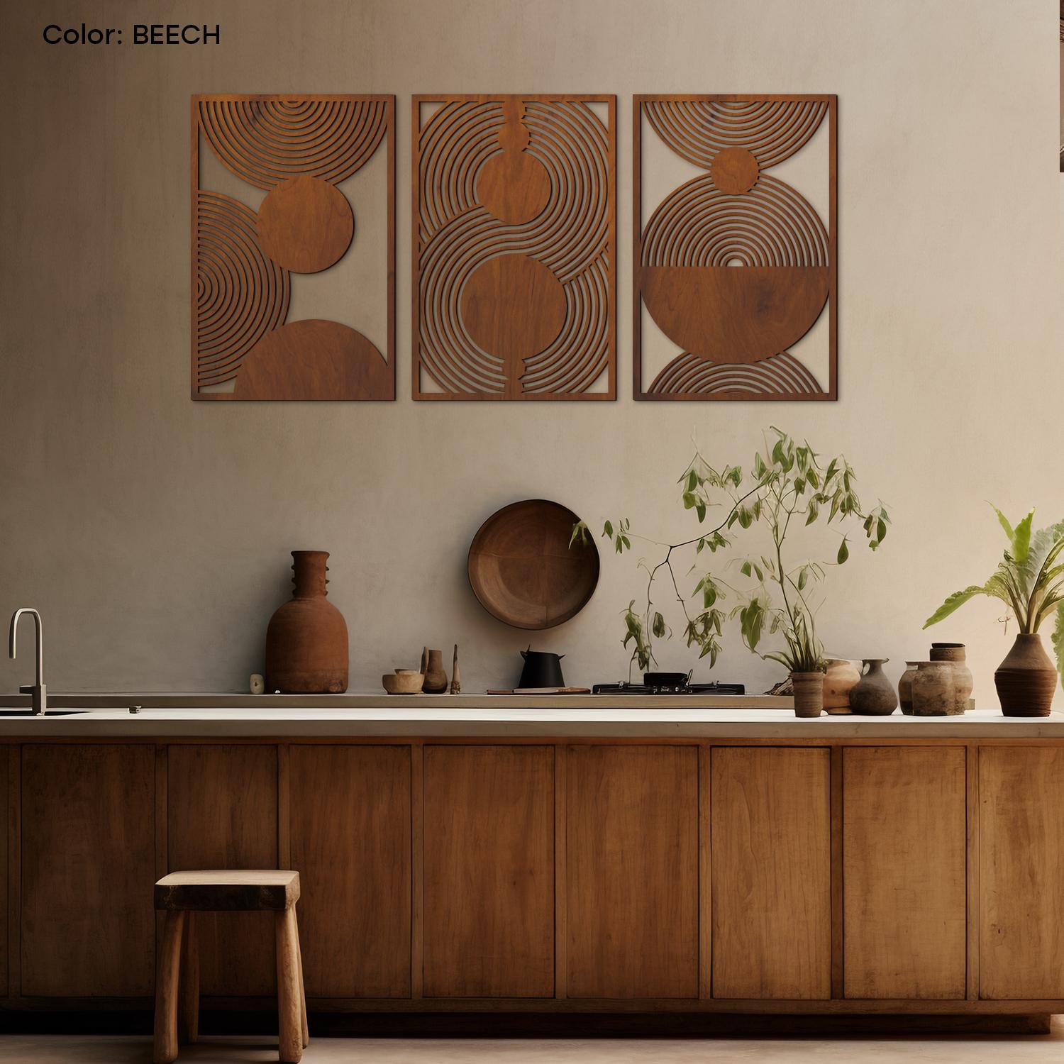 Minimalist Wooden Wall Art For Bedrooms Reference: Boho Circle Wall Decor Set Of 3 Wood Geometric Wall