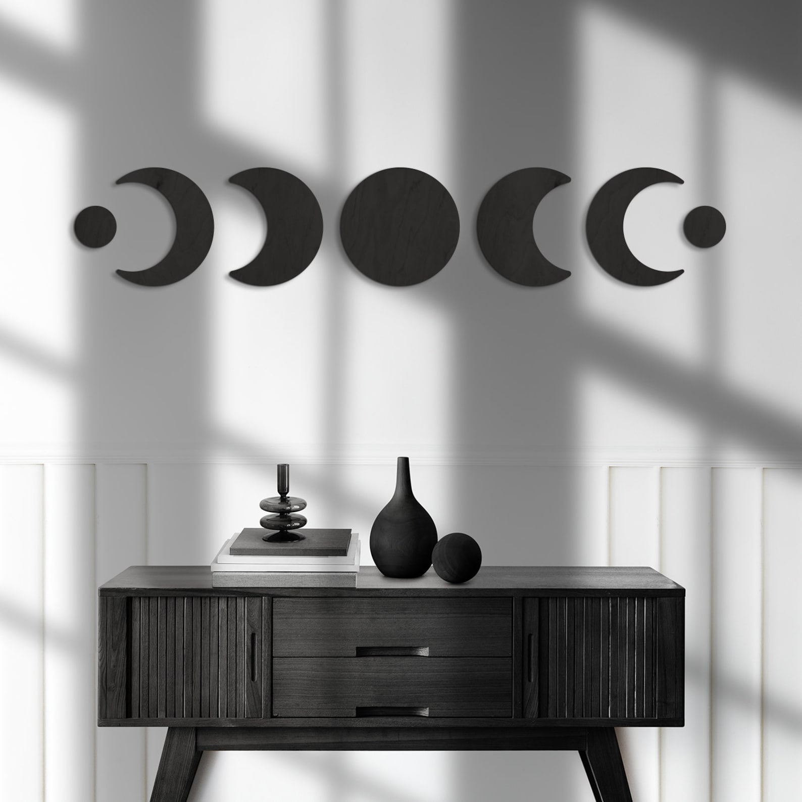 Moon Phase Wall Art, Moon Phases Wall Hanging, Wooden Moon Phase ...