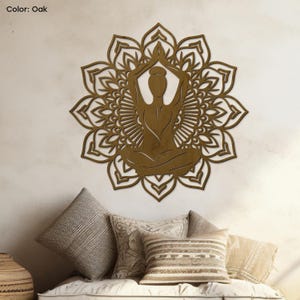 Yoga girl wall art, Wooden wall mandala, Unique mandala wood, Yoga studio decor, Meditation wall art, Yoga mandala sign, Lotus flower sign